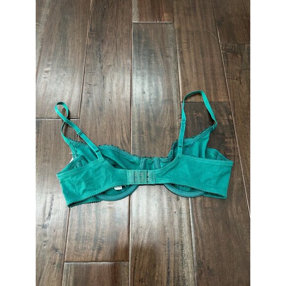 Lily Of France Floral Lace Trim Bra Teal Sz 38B Adjustable Straps Intimate - Picture 3 of 8